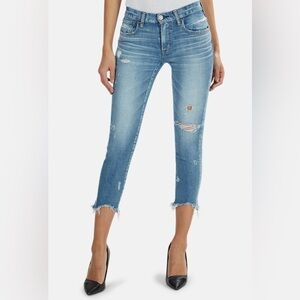 Moussy Vintage Glendele Distressed Cropped Light Blue Denim Skinny Jeans EUC 31
